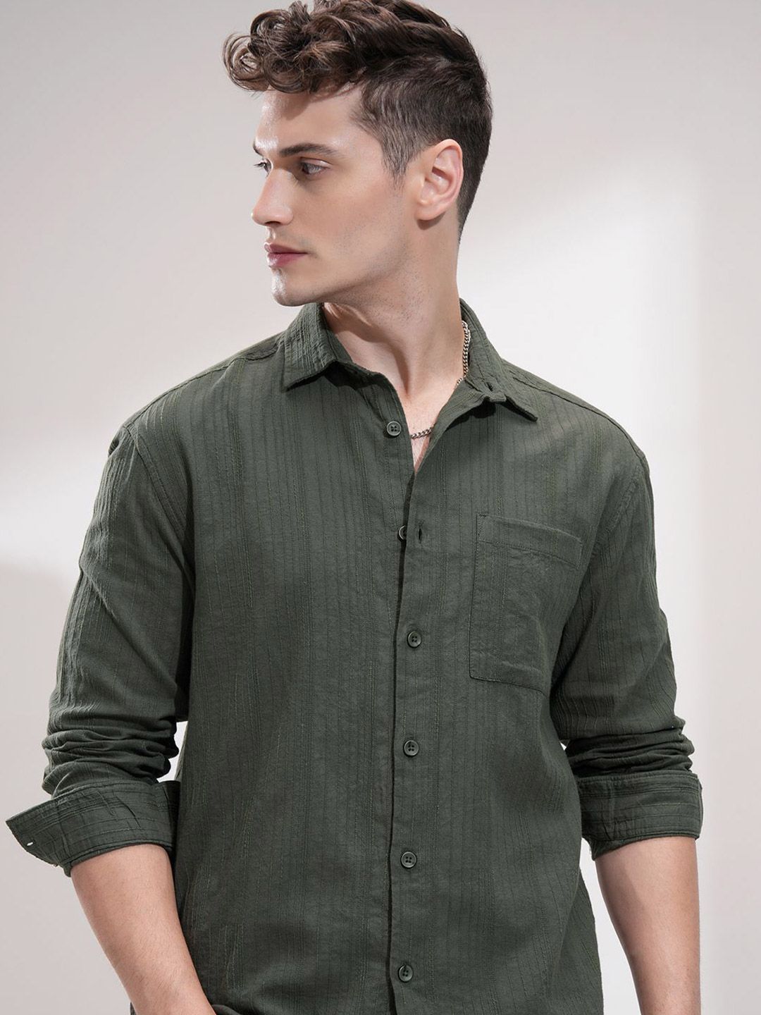 HIGHLANDER Men Opaque Striped Casual Relaxed Fit Shirt
