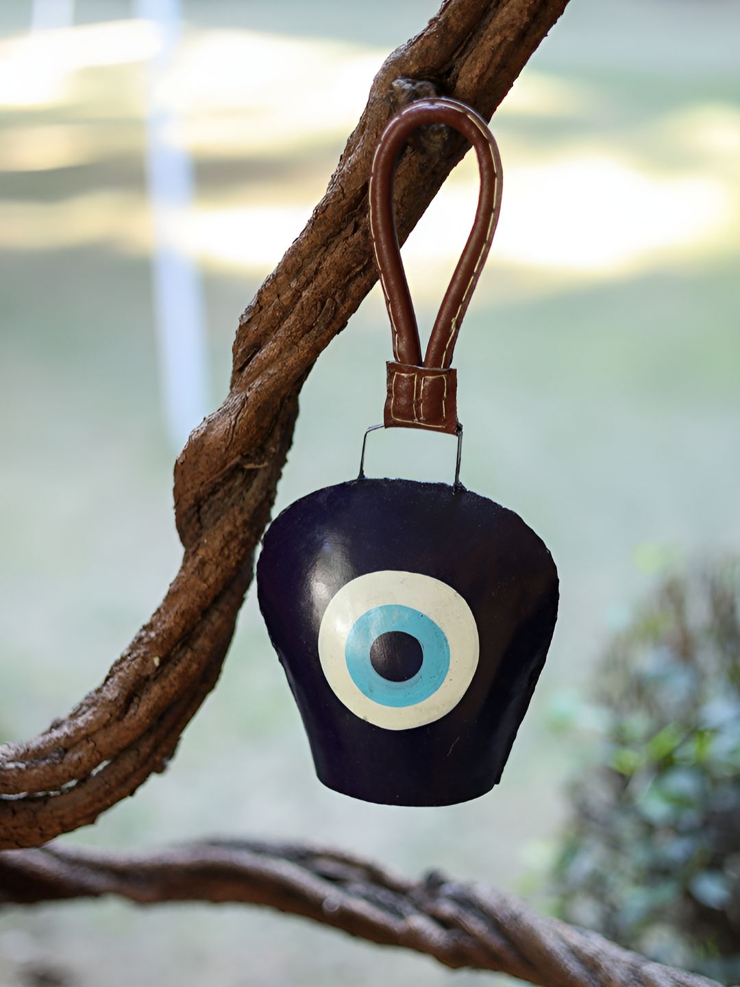 DULI Blue & Brown Evil Eye Printed Cowbell Windchime