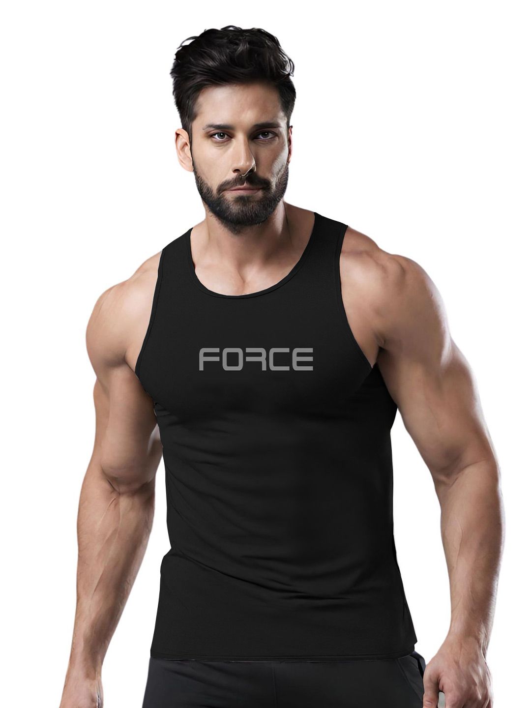 3Colors Printed Gym Vest VEST-NCUT-FORCE-BLK_M