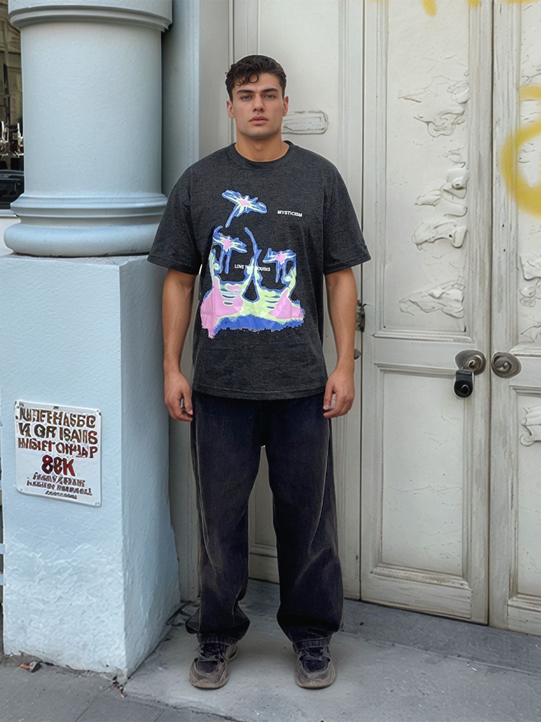 UNRL Men Graphic Oversized T-shirt