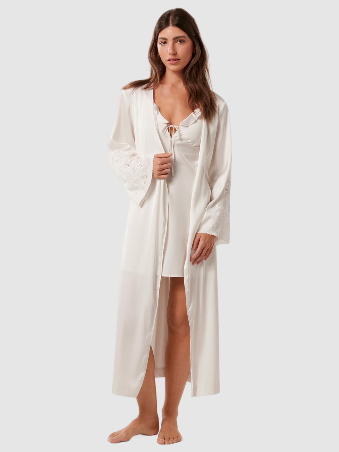 Embroidered V-Neck Robe