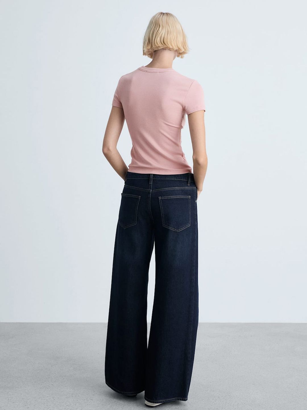Solid Casual Crop T-shirt