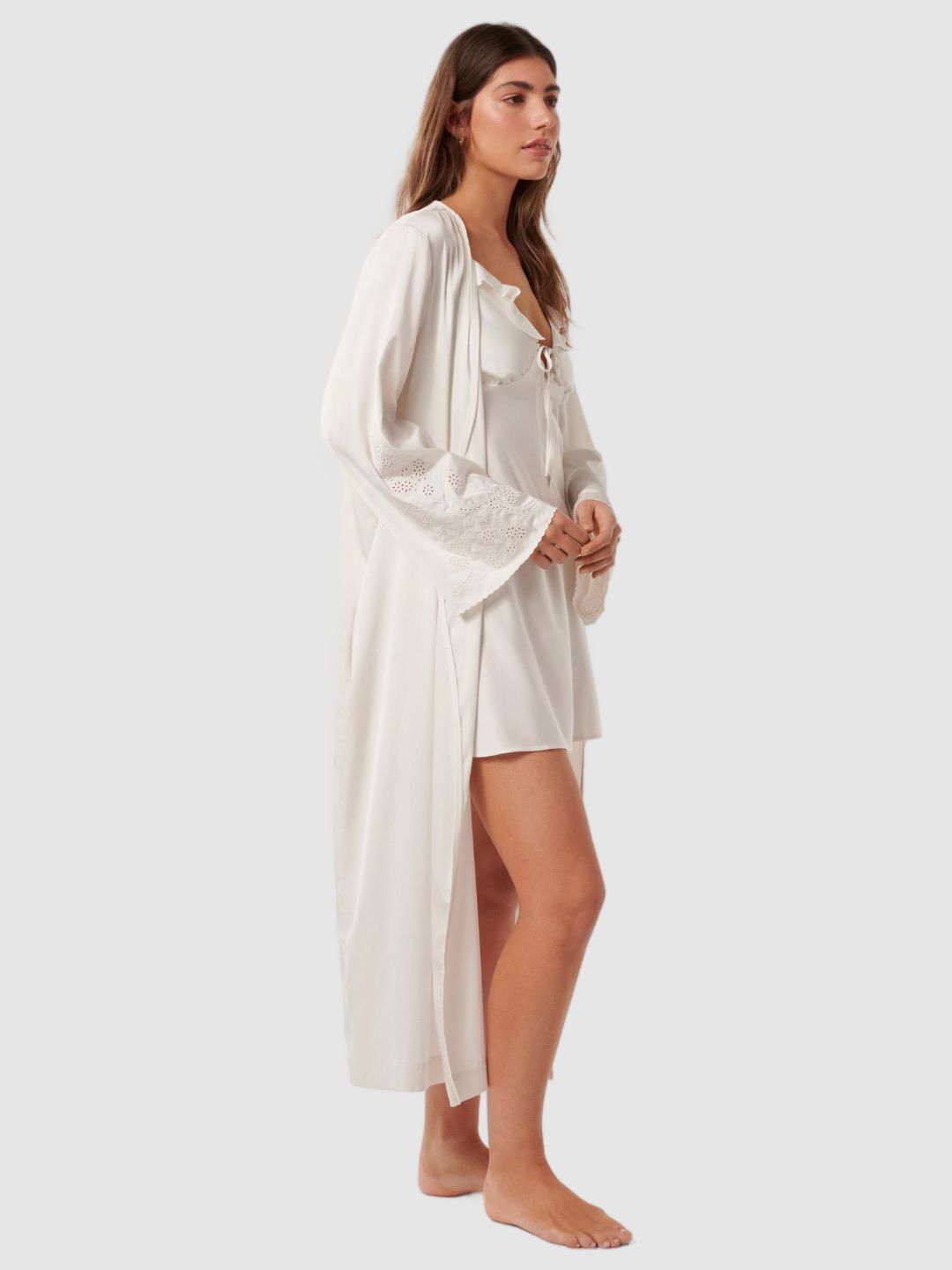 Embroidered V-Neck Robe