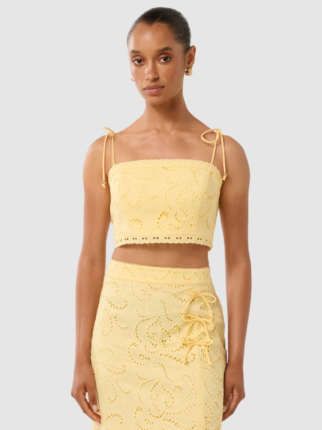 Floral Embroidered Cotton Crop Top