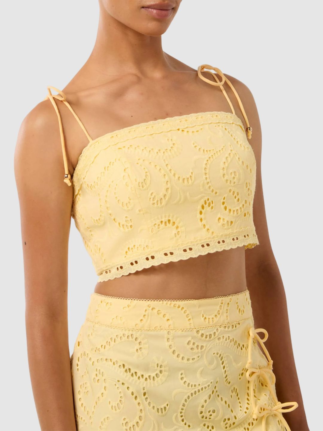 Floral Embroidered Cotton Crop Top