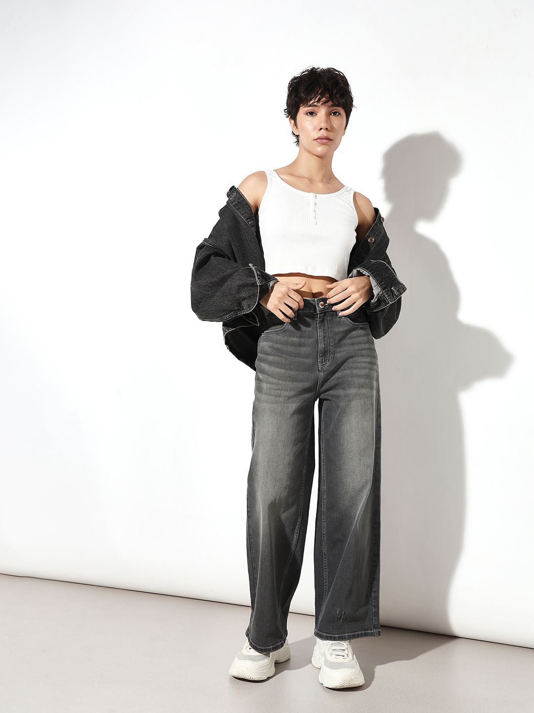 ONLY Women Wide Leg Light Fade Stretchable Jeans