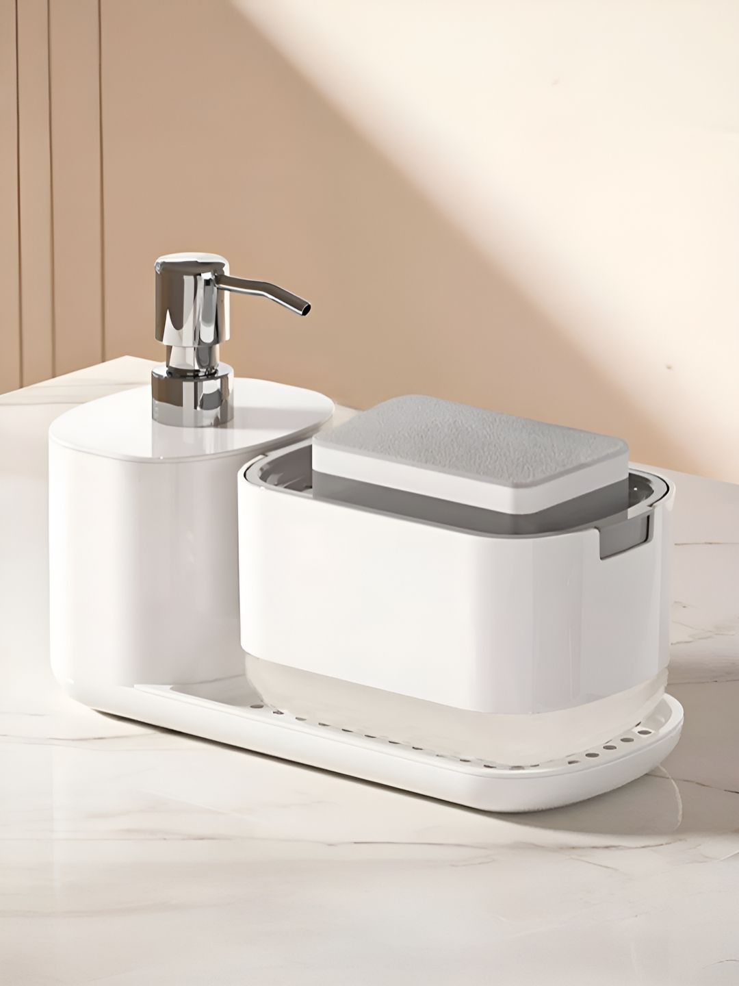 The Better Home White 2 piece Solid Plastic Soap Dispenser
