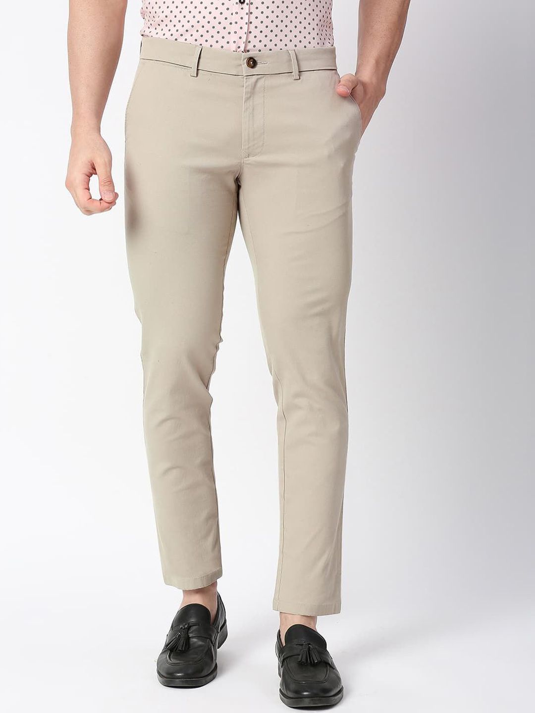 Basics Men Skinny Fit Low-Rise Trousers
