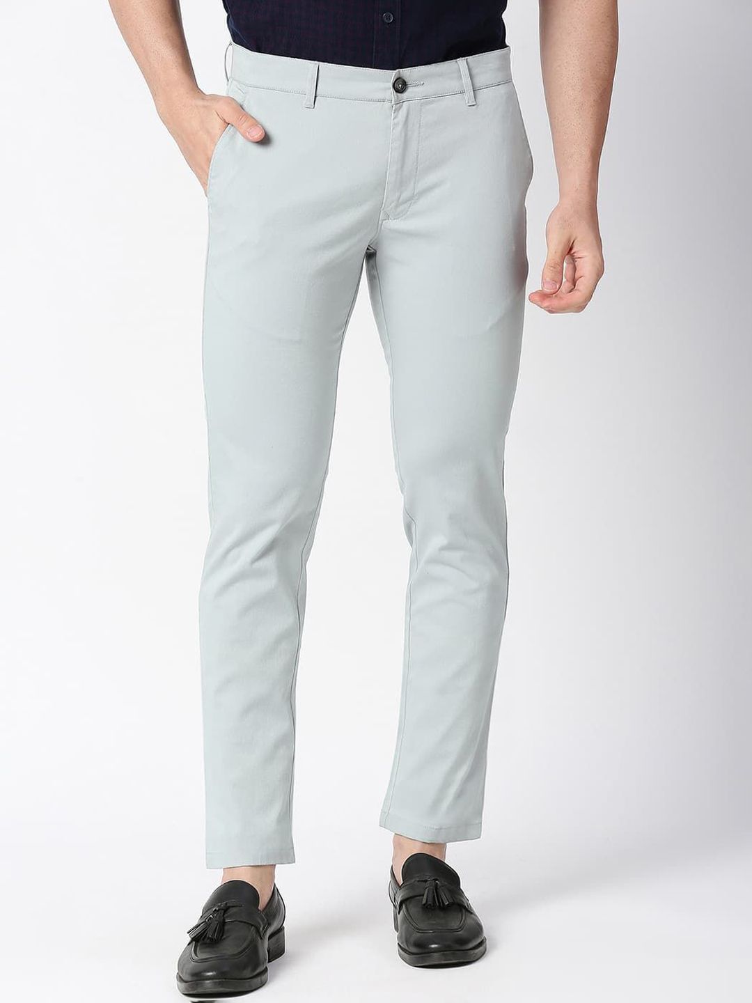 Basics Men Textured Tapered Fit Trousers