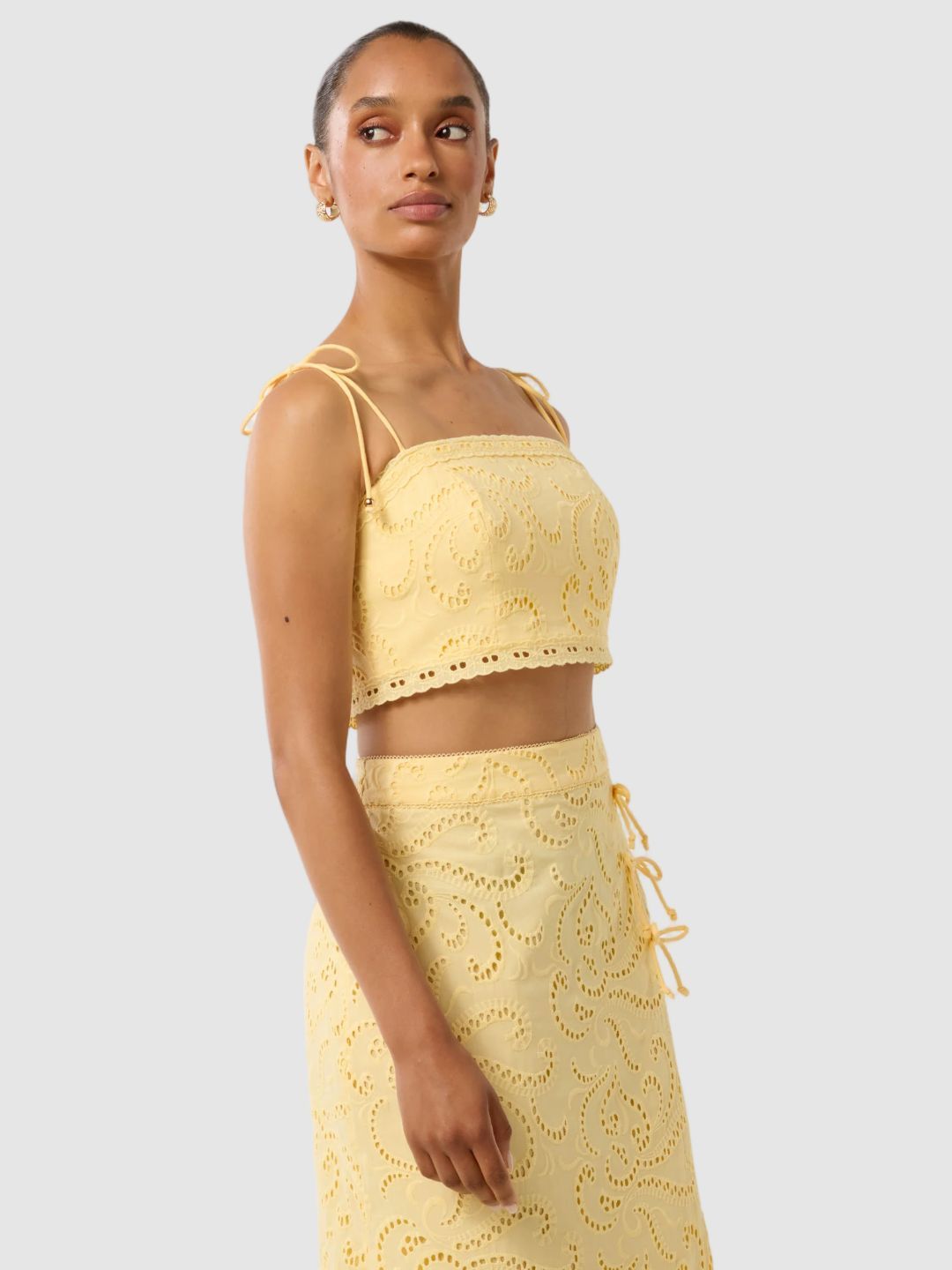 Floral Embroidered Cotton Crop Top