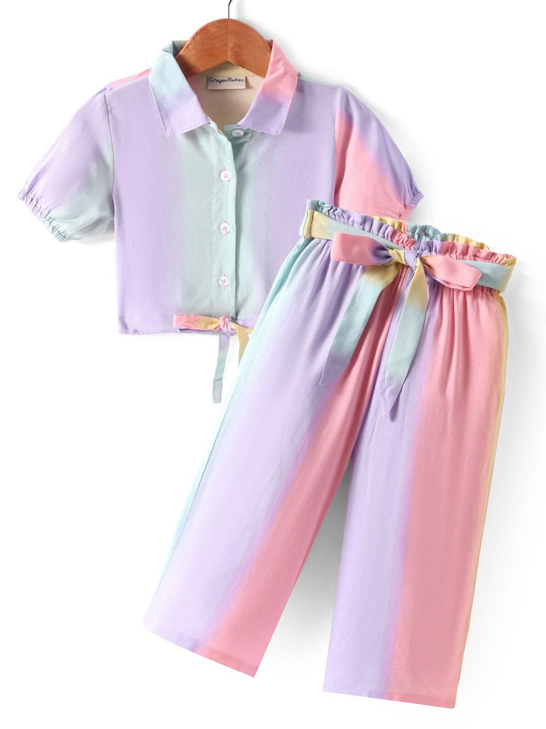 CrayonFlakes Girls Printed Top with Palazzos