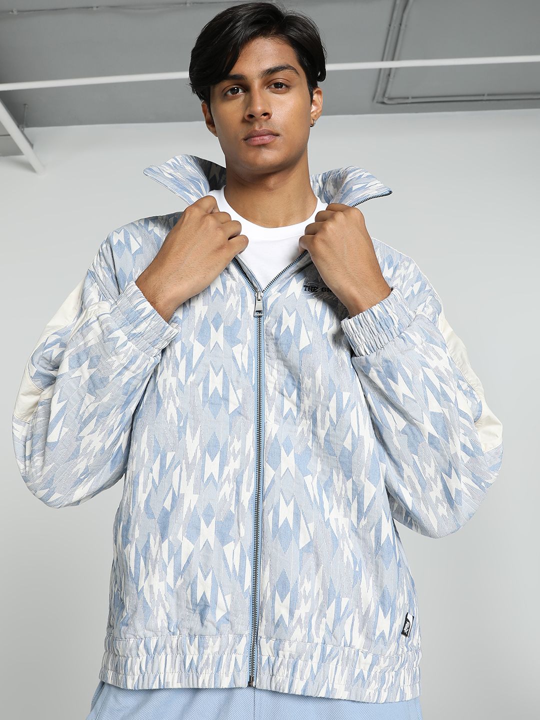 Puma Basketball Nostalgia T7 Printed Pure Cotton Relaxed Fit Long Sleeve Jacket
