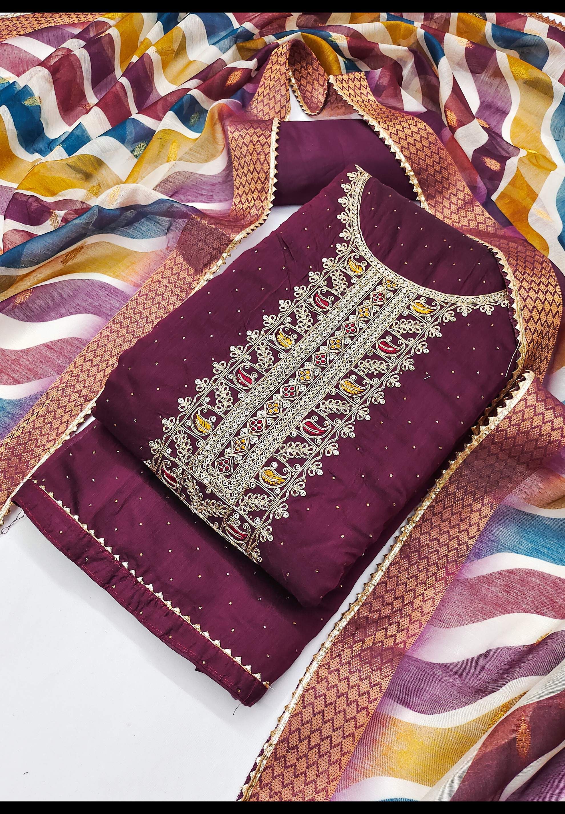 TAVAS Embroidered Unstitched Dress Material