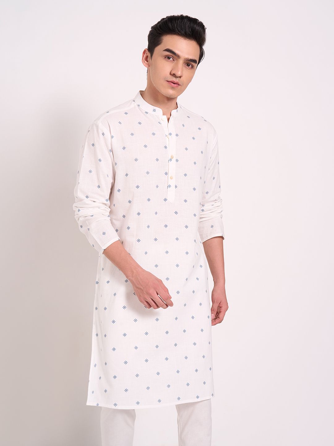 indus route by Pantaloons Men Quirky Printed Thread Work Dobby Kurta