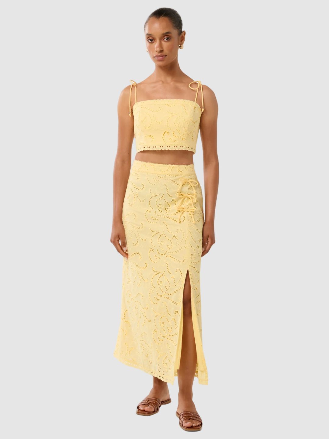Floral Embroidered Cotton Crop Top