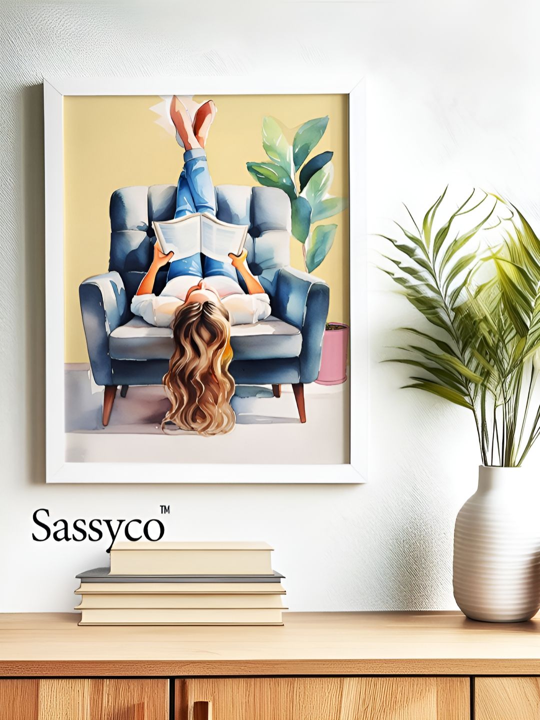Sassyco Yellow & Blue 1 Piece Canvas Other Wall Paintings