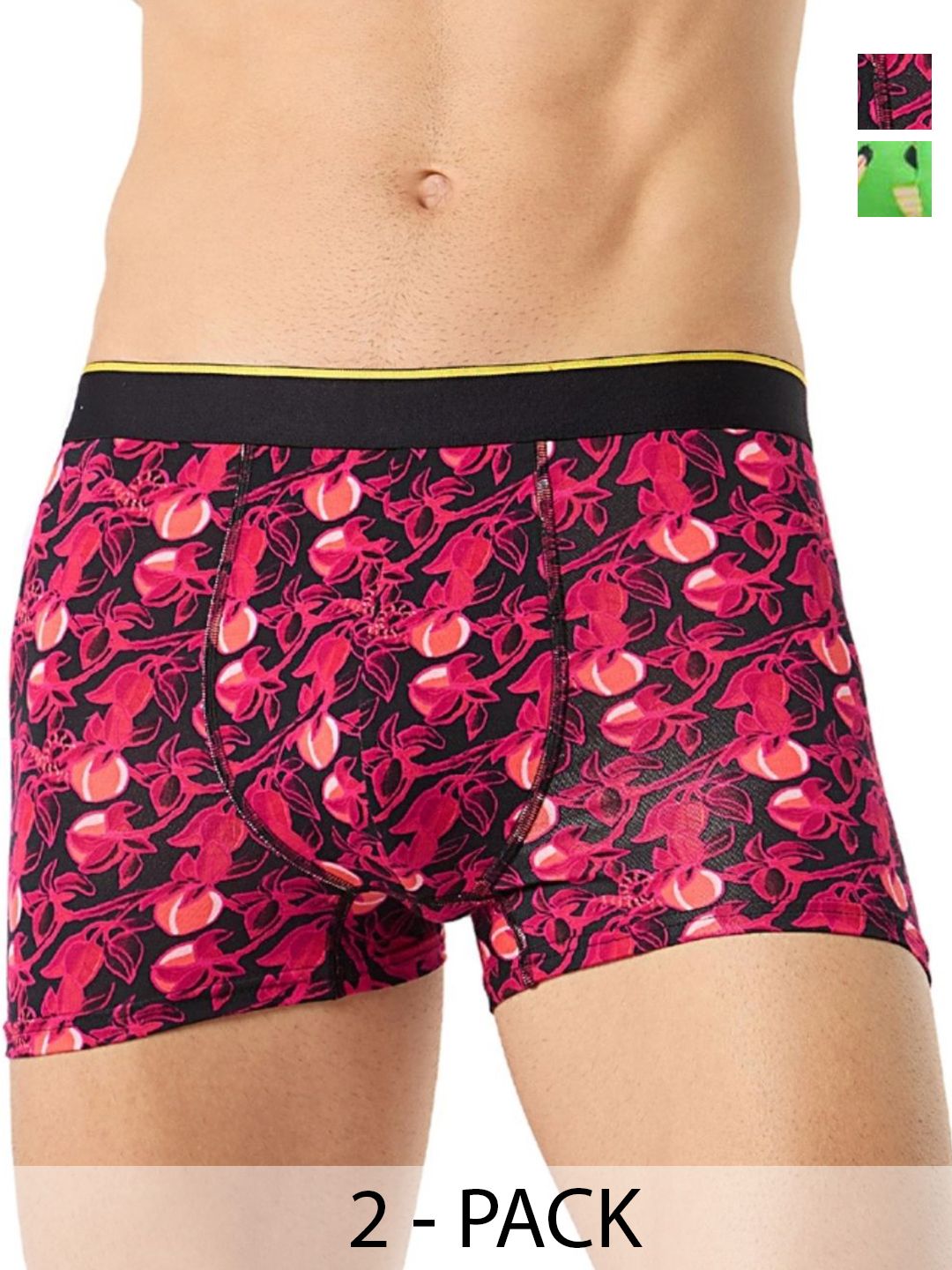 bummer Men's Pack Of 2 Underwear Mircomodal Printed Trunks TRGTCA02S