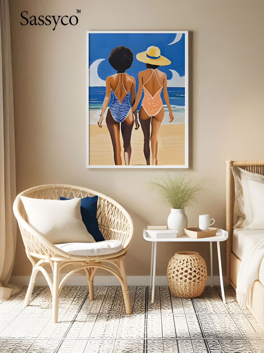 Sassyco Blue & White 1 Piece Canvas Other Wall Paintings