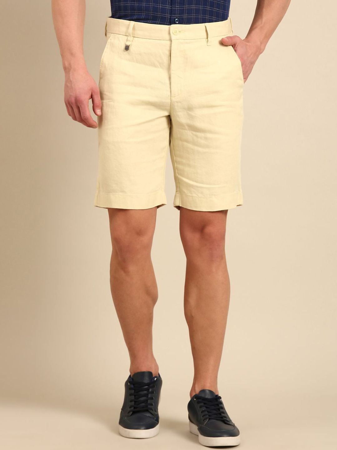 Linen Club Men Slim Fit Pure Linen Shorts