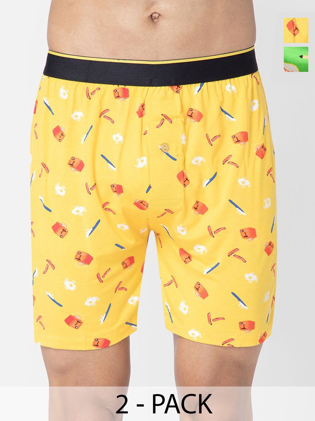 bummer Men's Pack Of 2 Underwear Mircomodal Printed Boxer BOBRECA02S