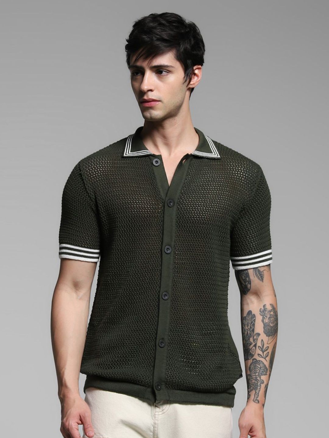 Men Polo Collar Pockets T-shirt Jack & Jones Men Polo Collar Monochrome Pockets T-shirt