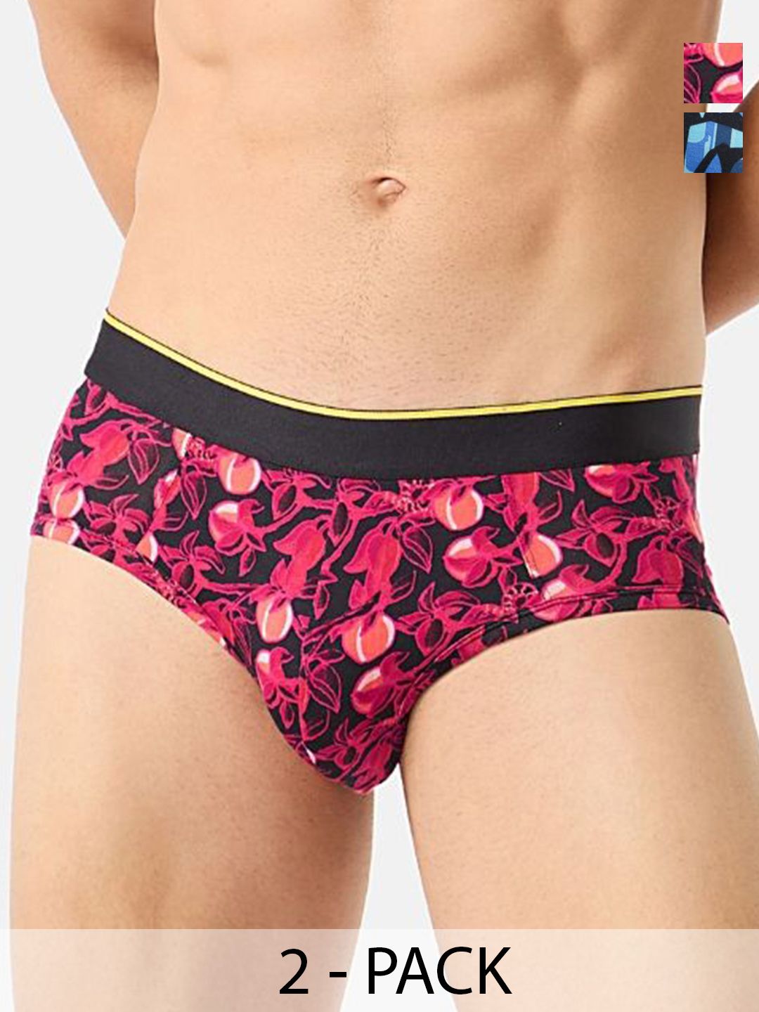 bummer Men's Pack Of 2 Underwear Mircomodal Printed Briefs BRGTICE02S