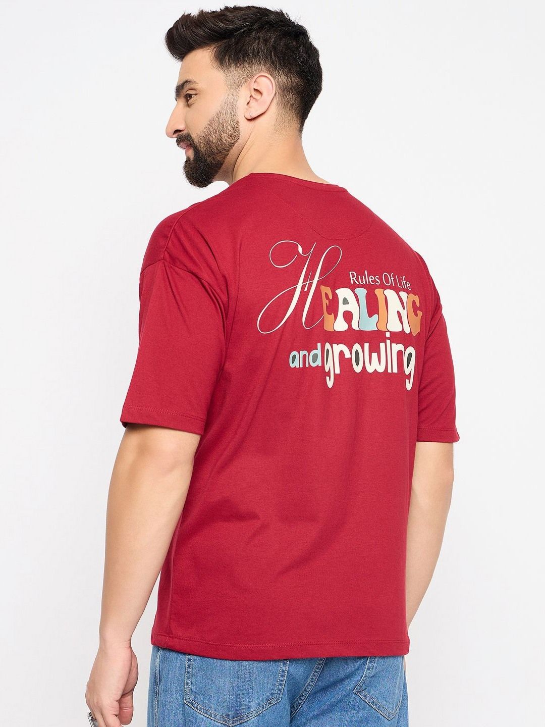 Mast & Harbour Men Typography Printed Cotton Applique T-shirt