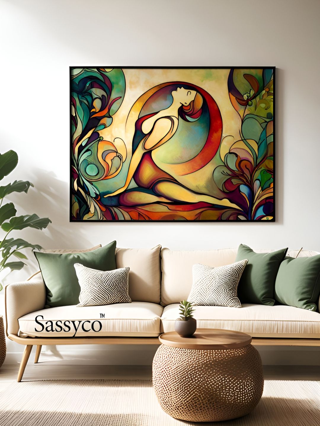 Sassyco Red & Green 1 Piece Canvas Abstract Wall Paintings