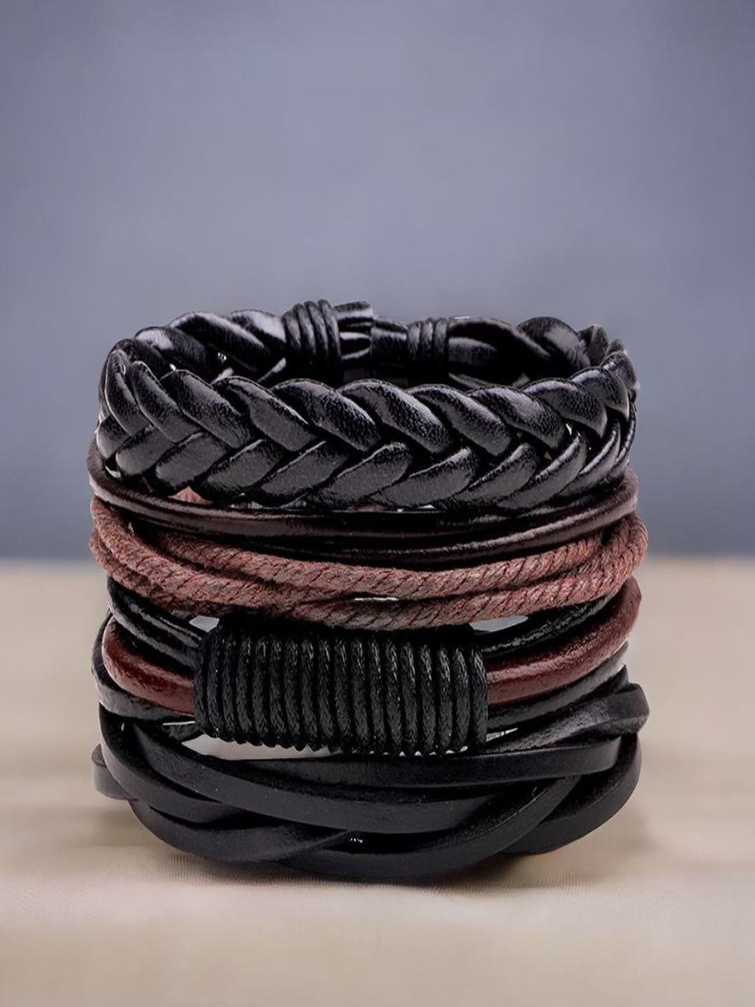 The Roadster Lifestyle Men Leather Wrapround Bracelet