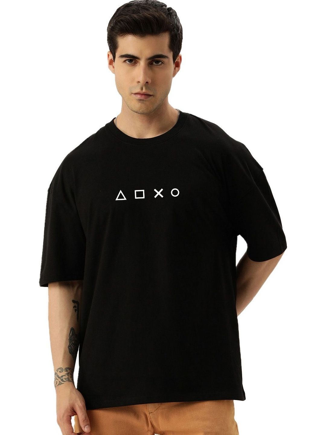 Organic Chics Men's Oversized Graphic Print Cotton T-shirt