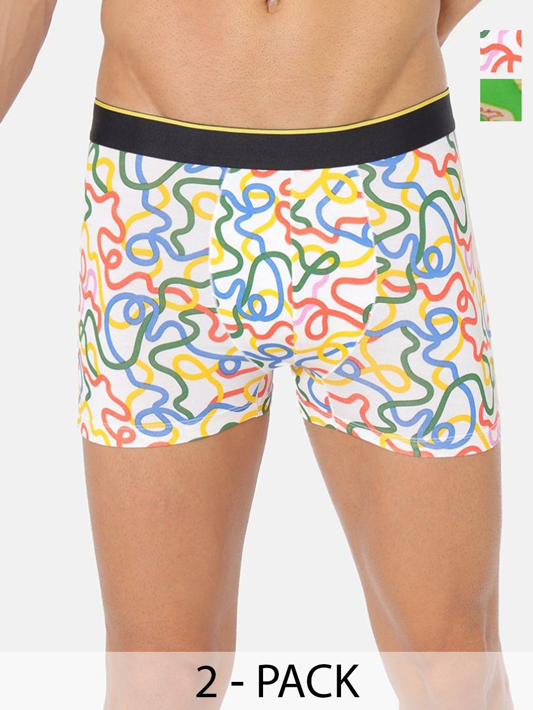 bummer Men's Pack Of 2 Underwear Mircomodal Printed Trunks TRSTCA02S