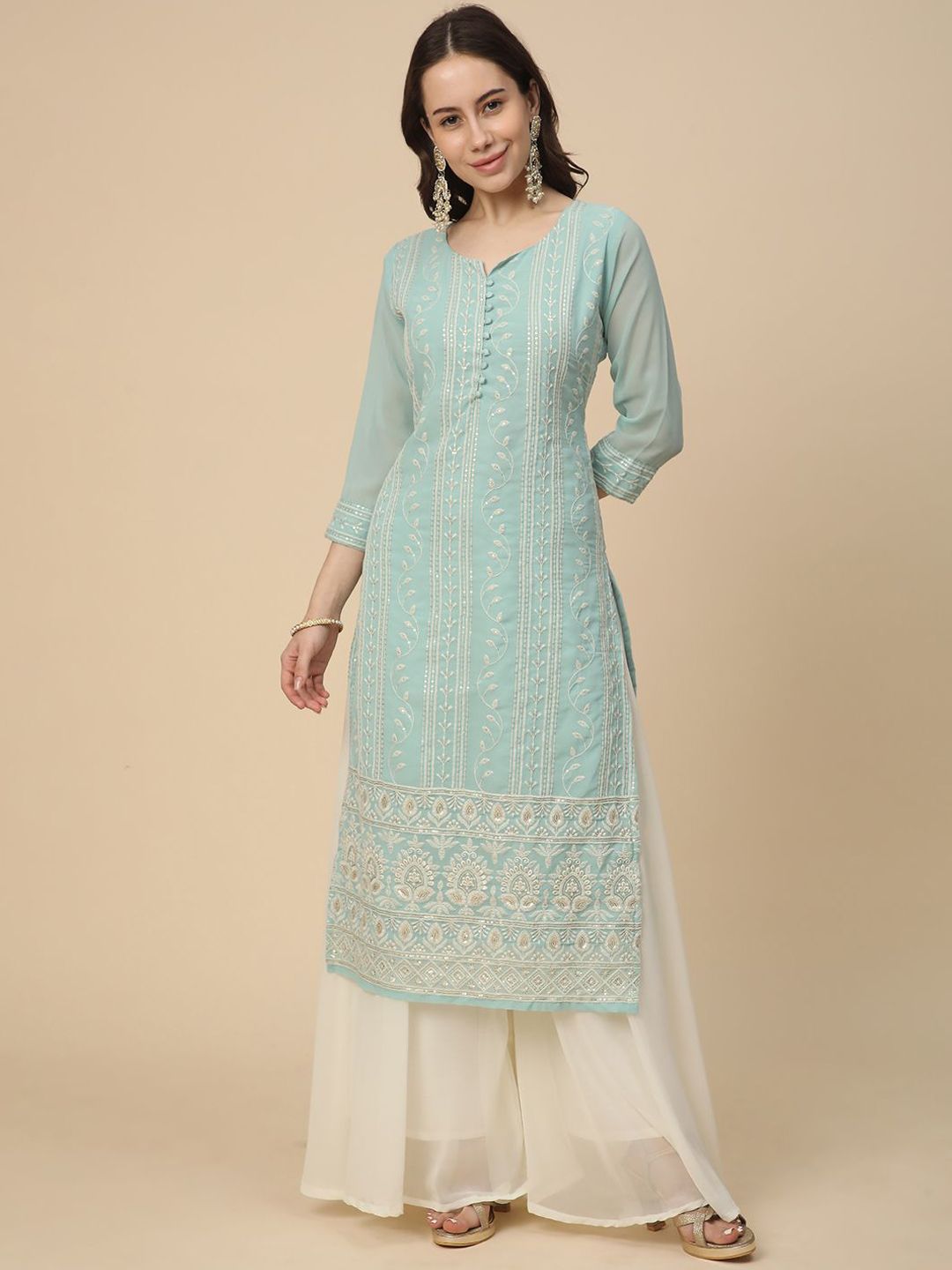 RATAN Women Georgette Lucknowi Chikankari Kurta