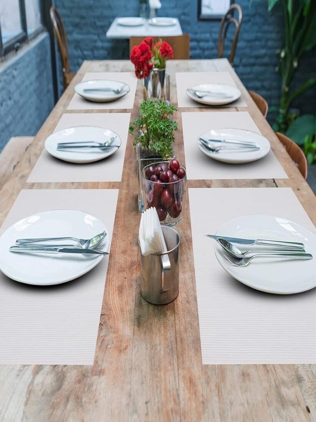 PRAKARTIK 6-Pcs White Cotton Table Placemats