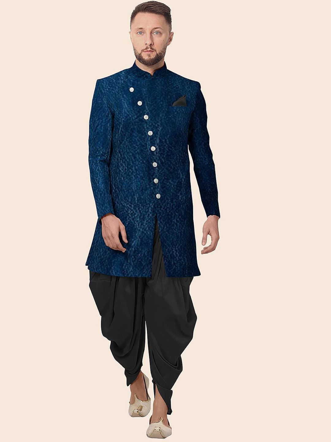 Utsav Fashion Velvet Sherwani With Cotton Silk Dhoti Pant
