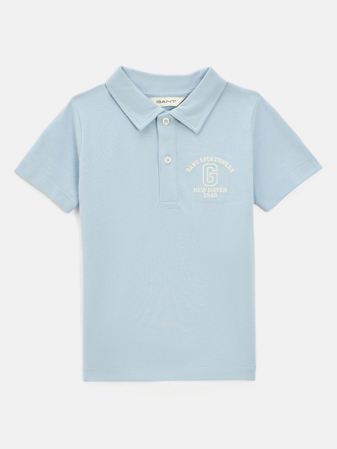 GANT Boys Typography Printed Polo Collar Pure Cotton Applique T-shirt