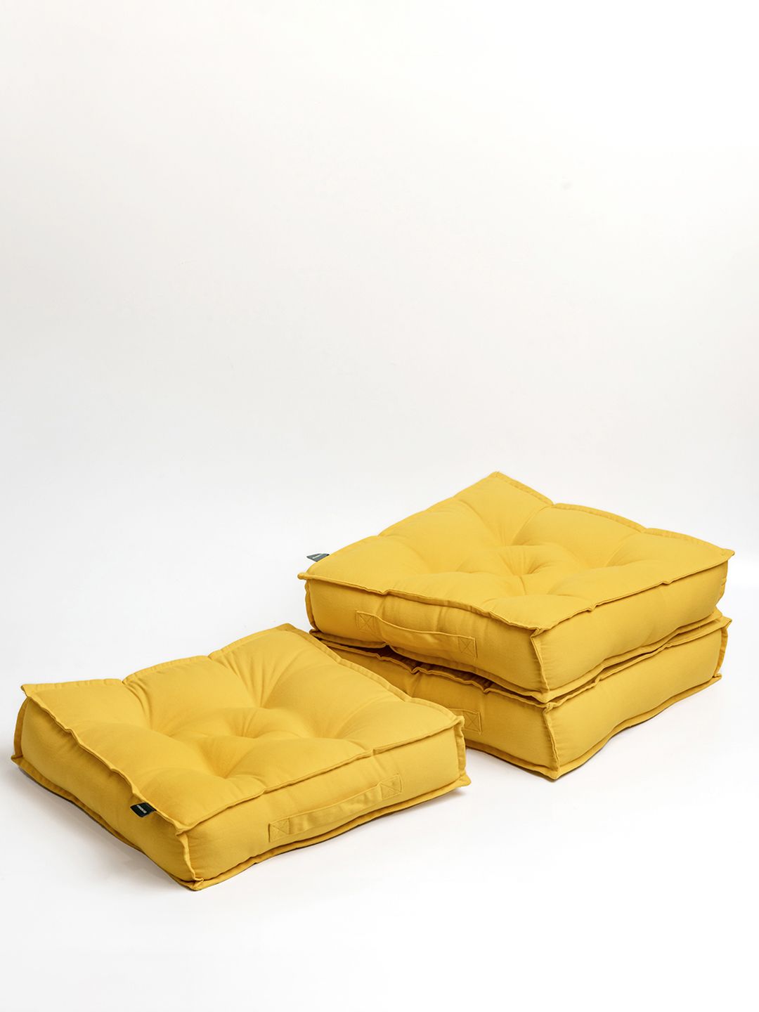 SKANDA FAB Yellow Pure Cotton Floor Cushion
