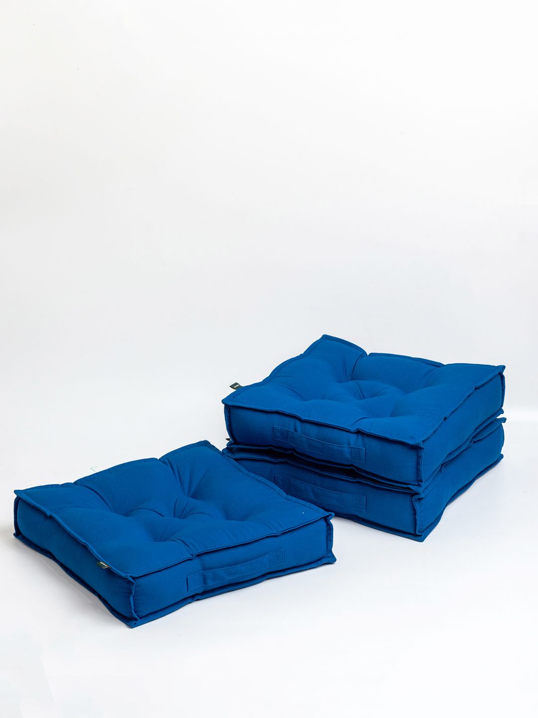 SKANDA FAB Blue 3 Pcs Pure Cotton Square Cushions