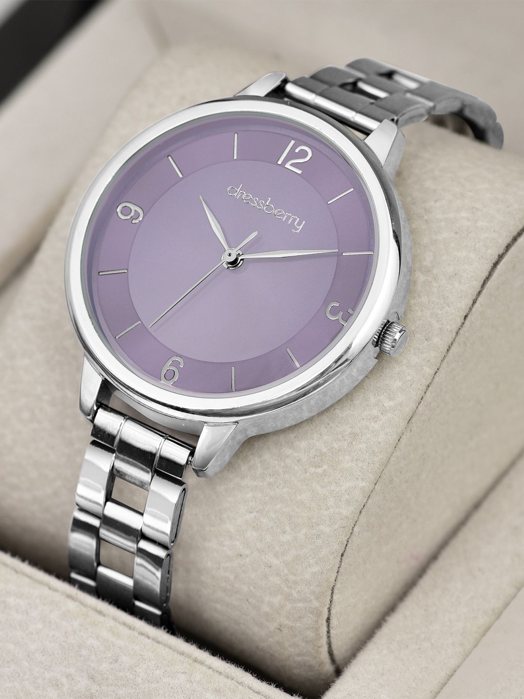 DressBerry Women Brass Embellished Dial & Stainless Steel Straps Analogue Watch DB-022-Purple