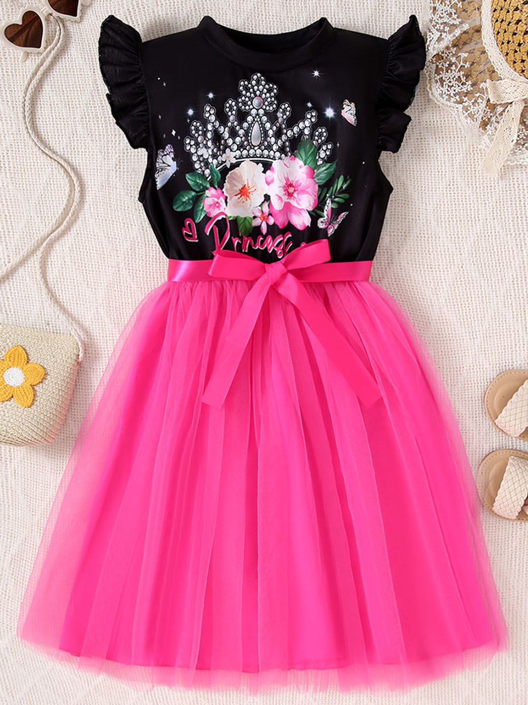INCLUD Print Flared Sleeve Fit & Flare Midi Dress