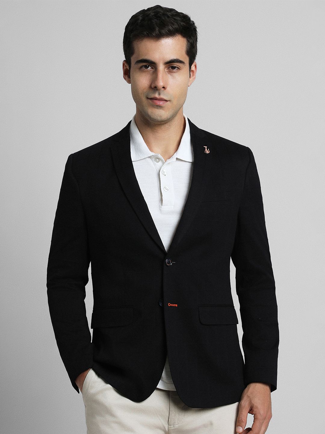 SIMON CARTER LONDON Pure Cotton Single-Breasted Casual Blazer
