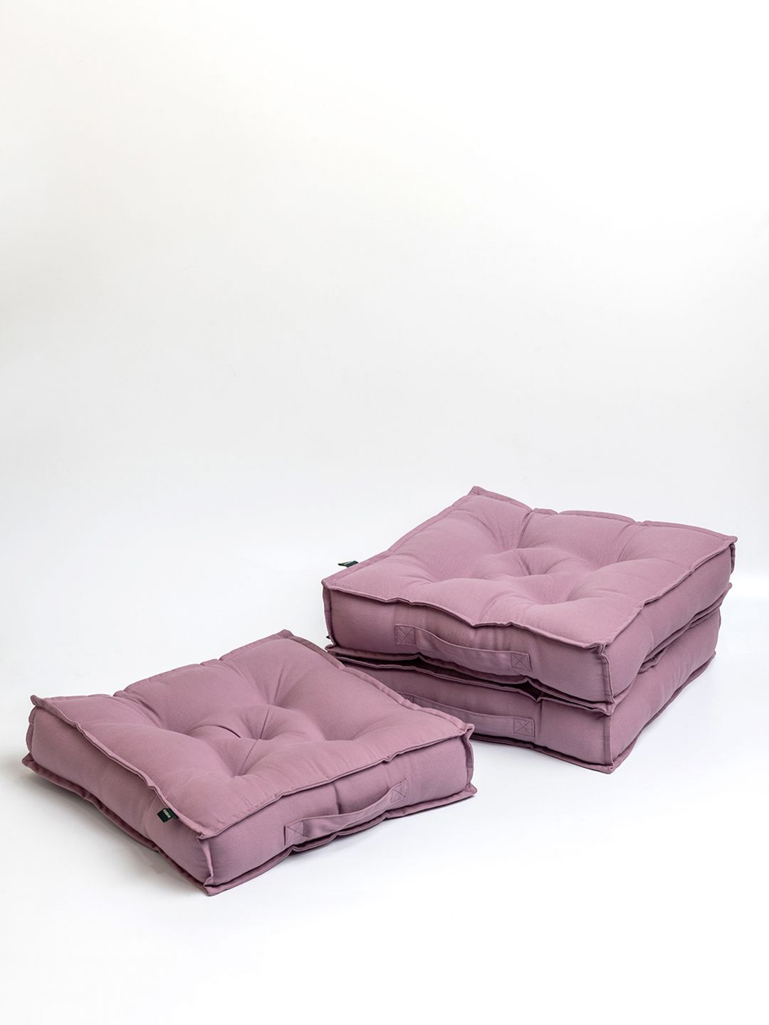 SKANDA FAB Purple 3 Pieces Pure Cotton Floor Cushion