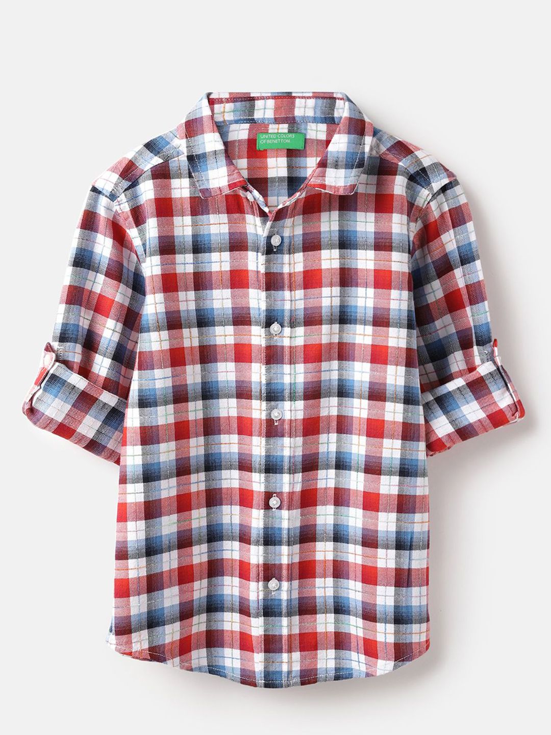 United Colors of Benetton Boys Gingham Checks Opaque Checked Casual Shirt