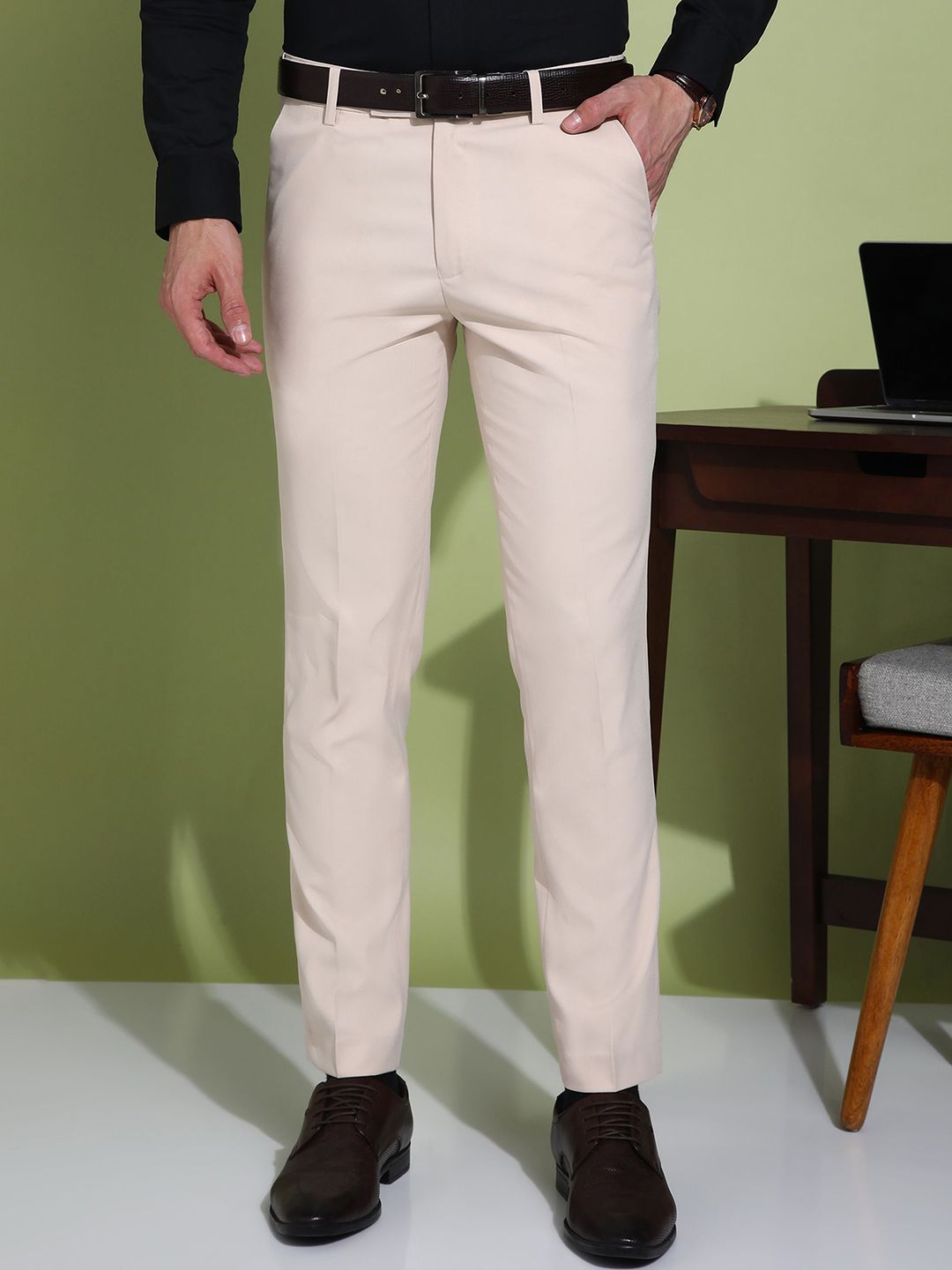 encore by INVICTUS Men Slim Fit Pleated Trousers