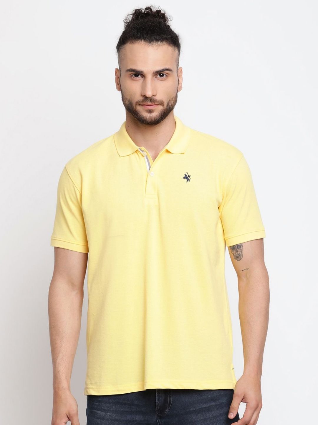 Cantabil Men Solid Polo Collar Cotton T-shirt
