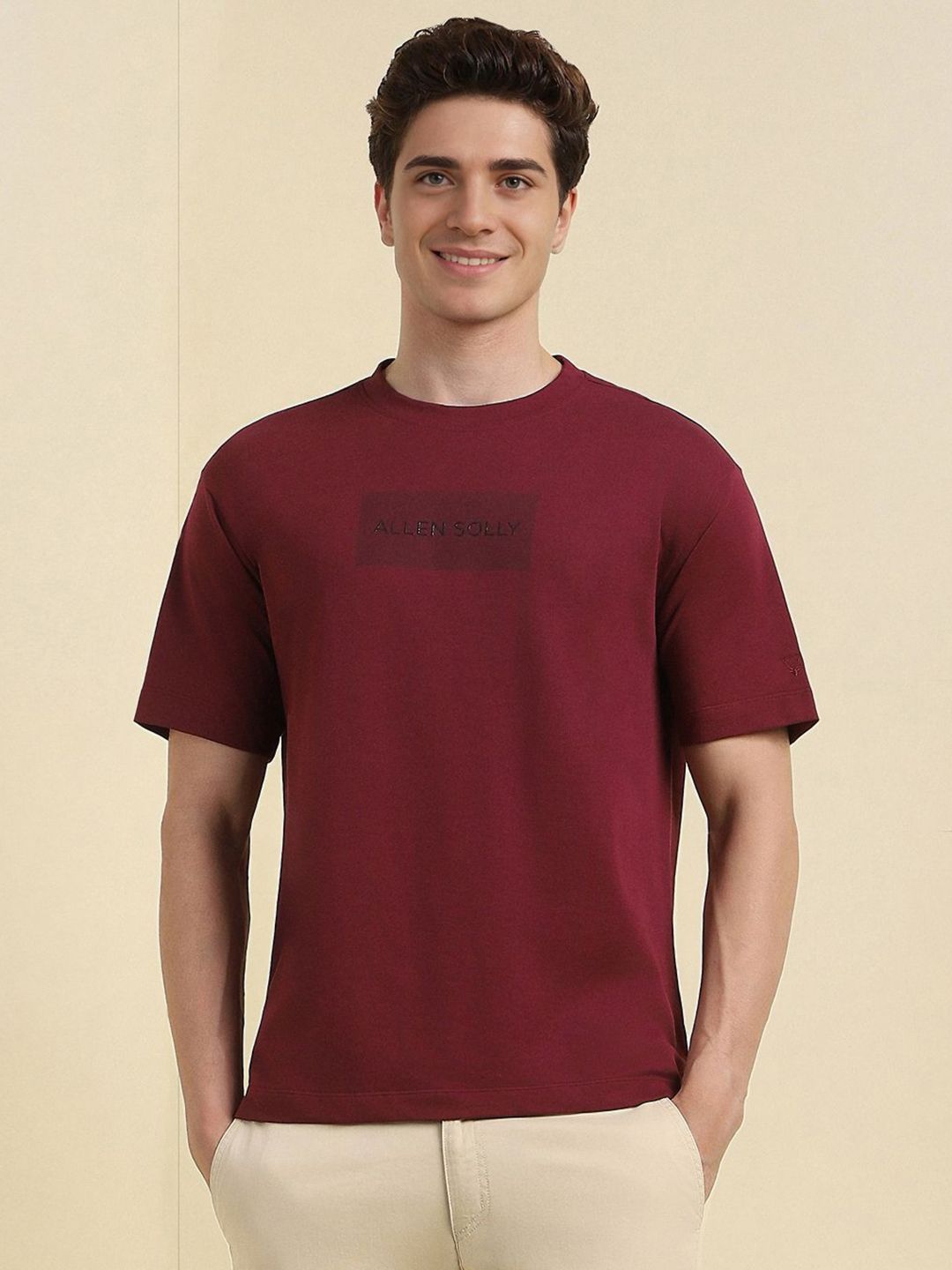 Allen Solly Men Typography Printed Round Neck Cotton T-shirt