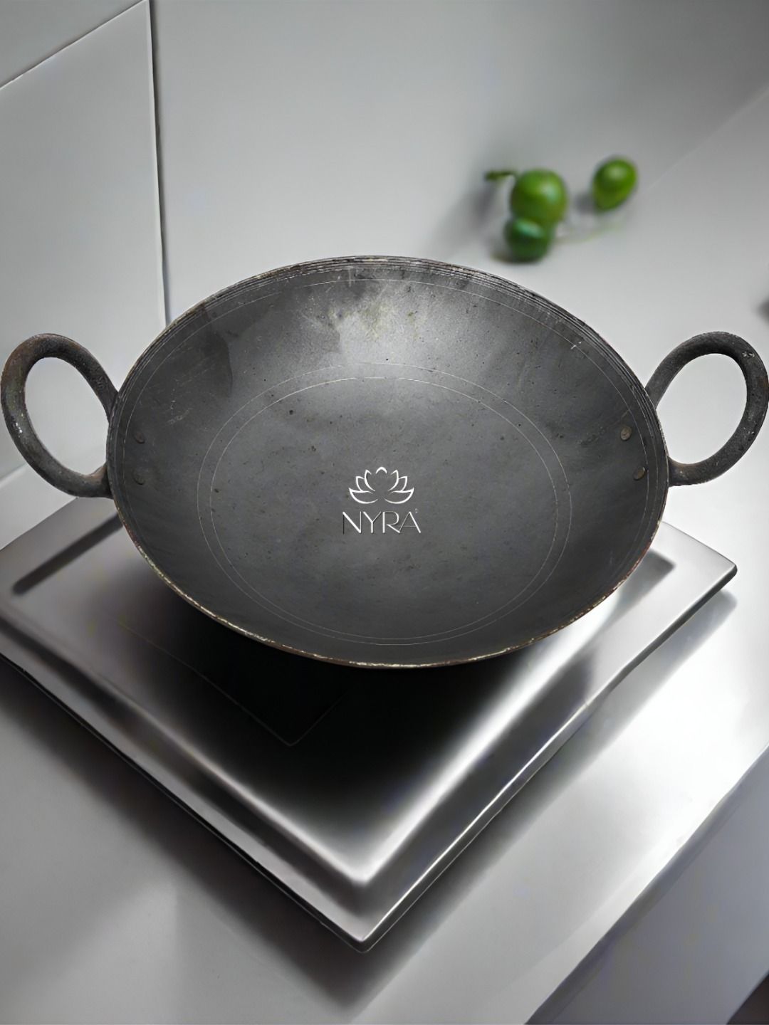 Nyra Kitchenware Black Iron Dishwasher Safe Serving Kadhai 1.5L