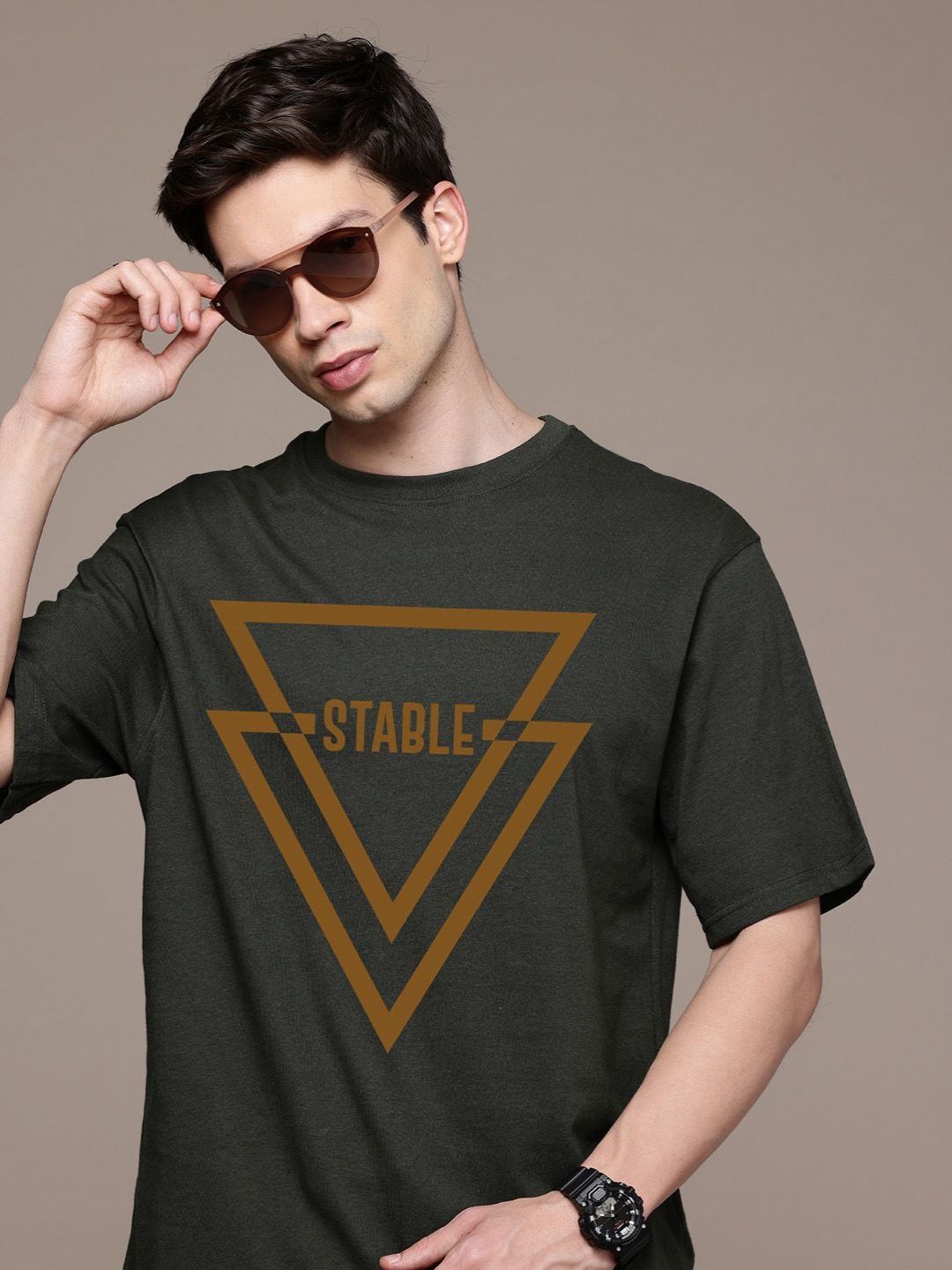 Moda Rapido Men Typography Printed Round Neck Cotton Oversized Fit T-shirt
