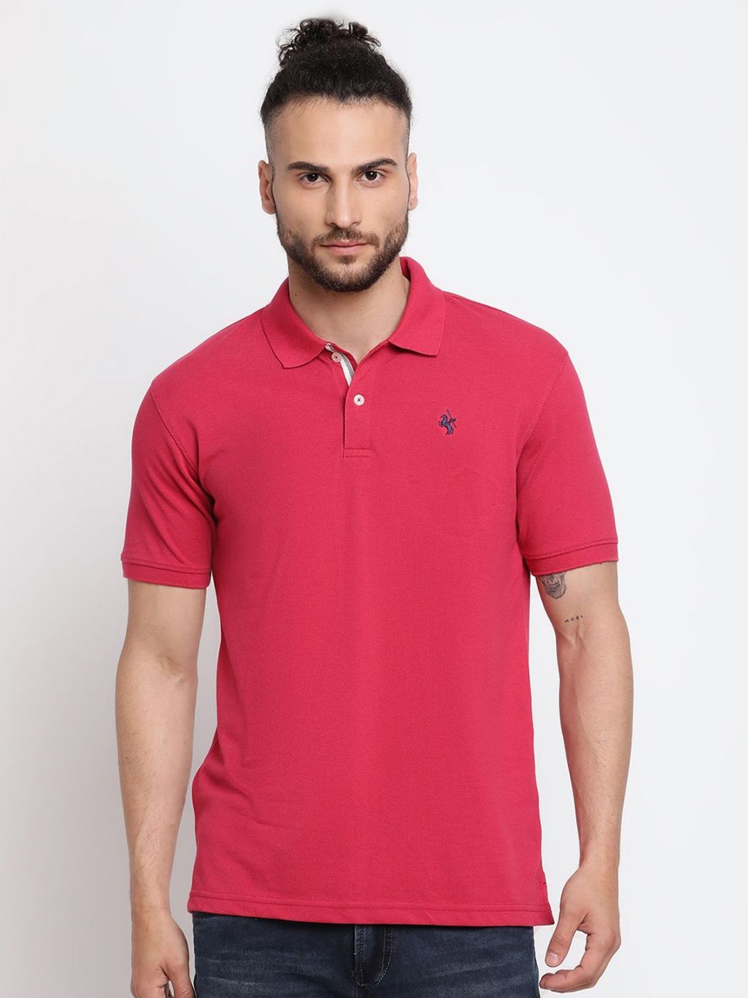 Cantabil Men Solid Polo Collar Cotton T-shirt