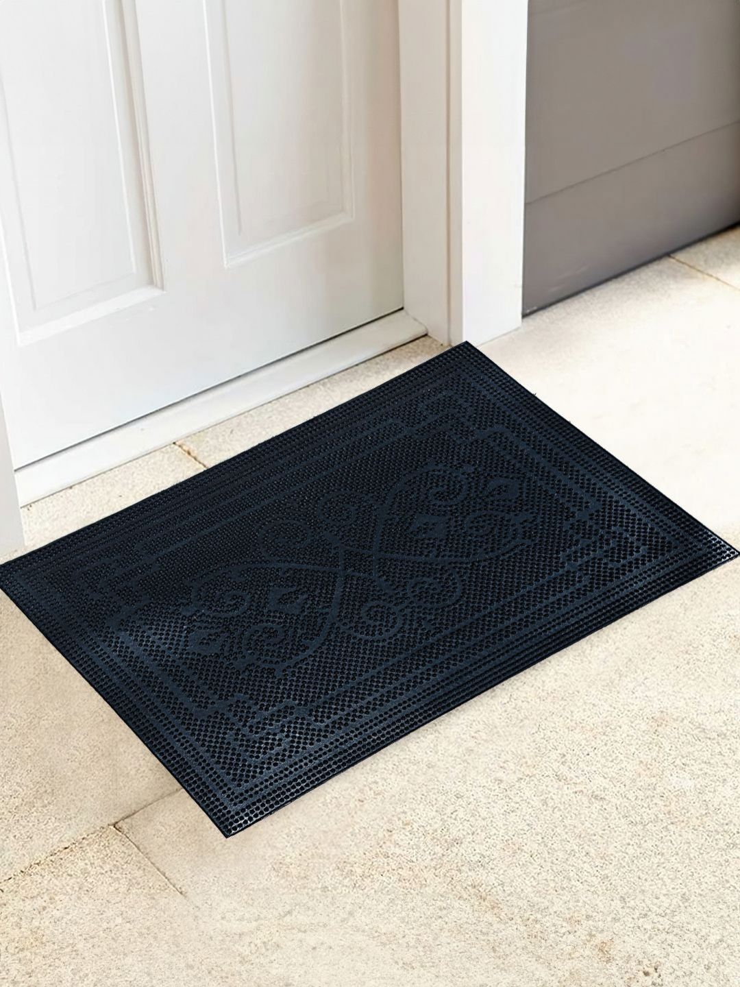 Cortina Black Rectangular Anti-Skid Doormat