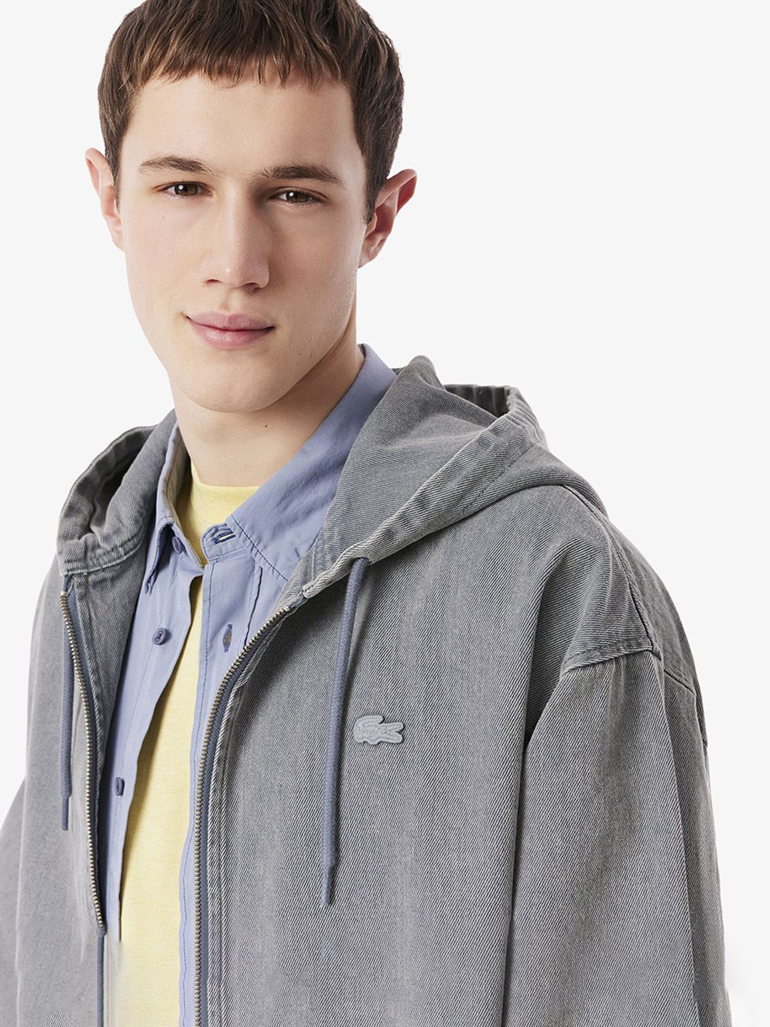 Buy Lacoste Men Hooded Solid Cotton Casual Denim Jacket - Jackets